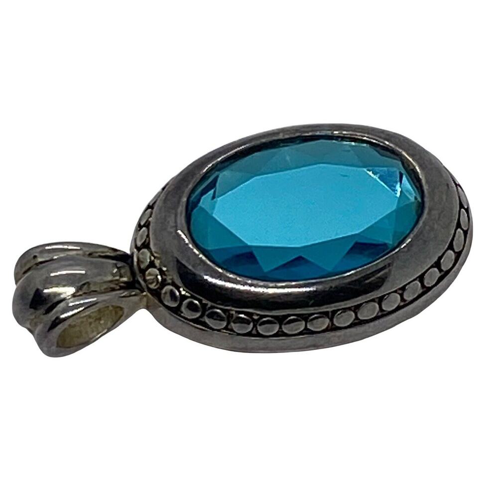 Fashion 2" Silver Metal Pendant Faceted Aquamarine Glass Stone Loop Women Gift - Picture 5 of 12